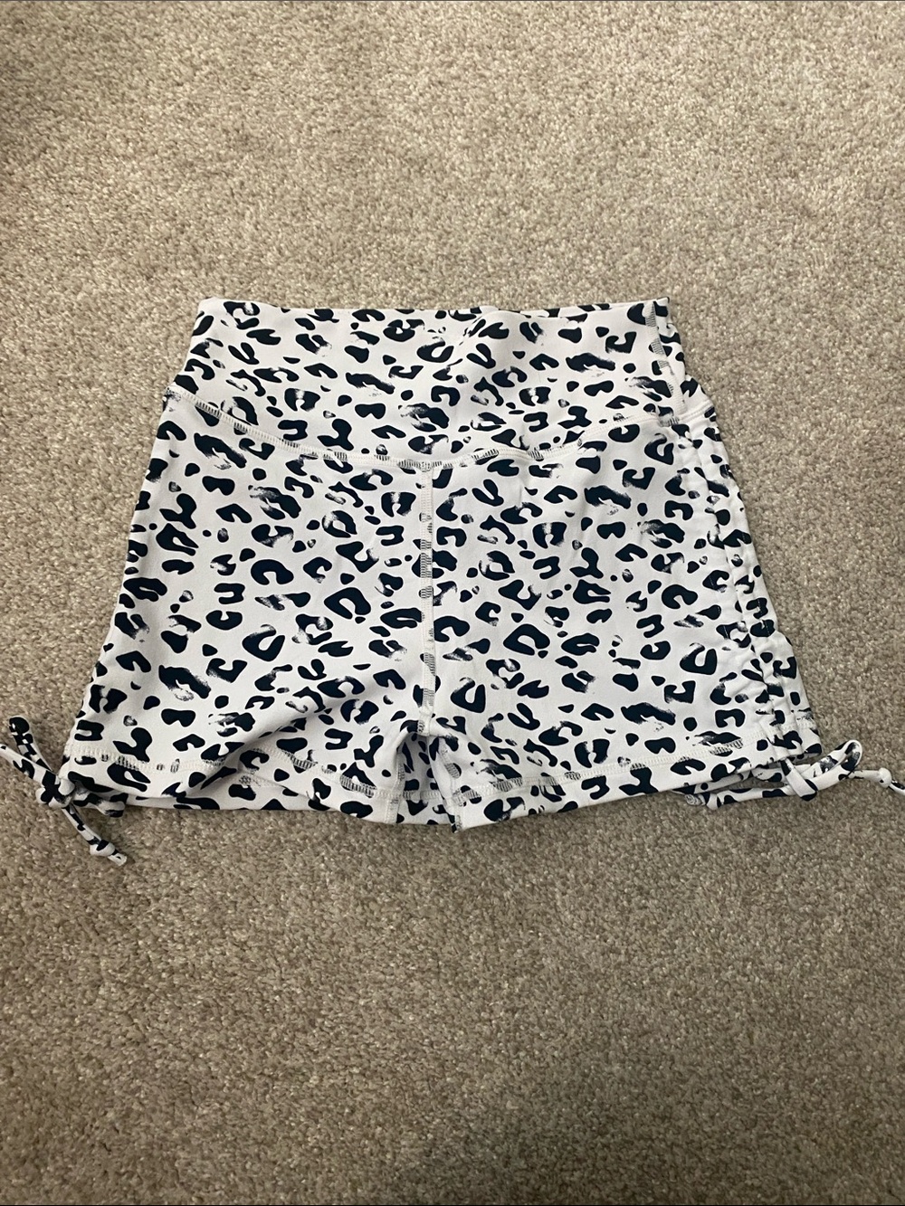 Musclenation Women’s White Leopard Print Booty Shorts